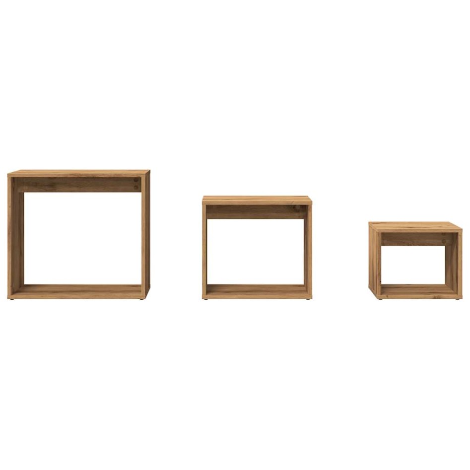 Mesas apilables 3 pzas madera contrachapada color roble