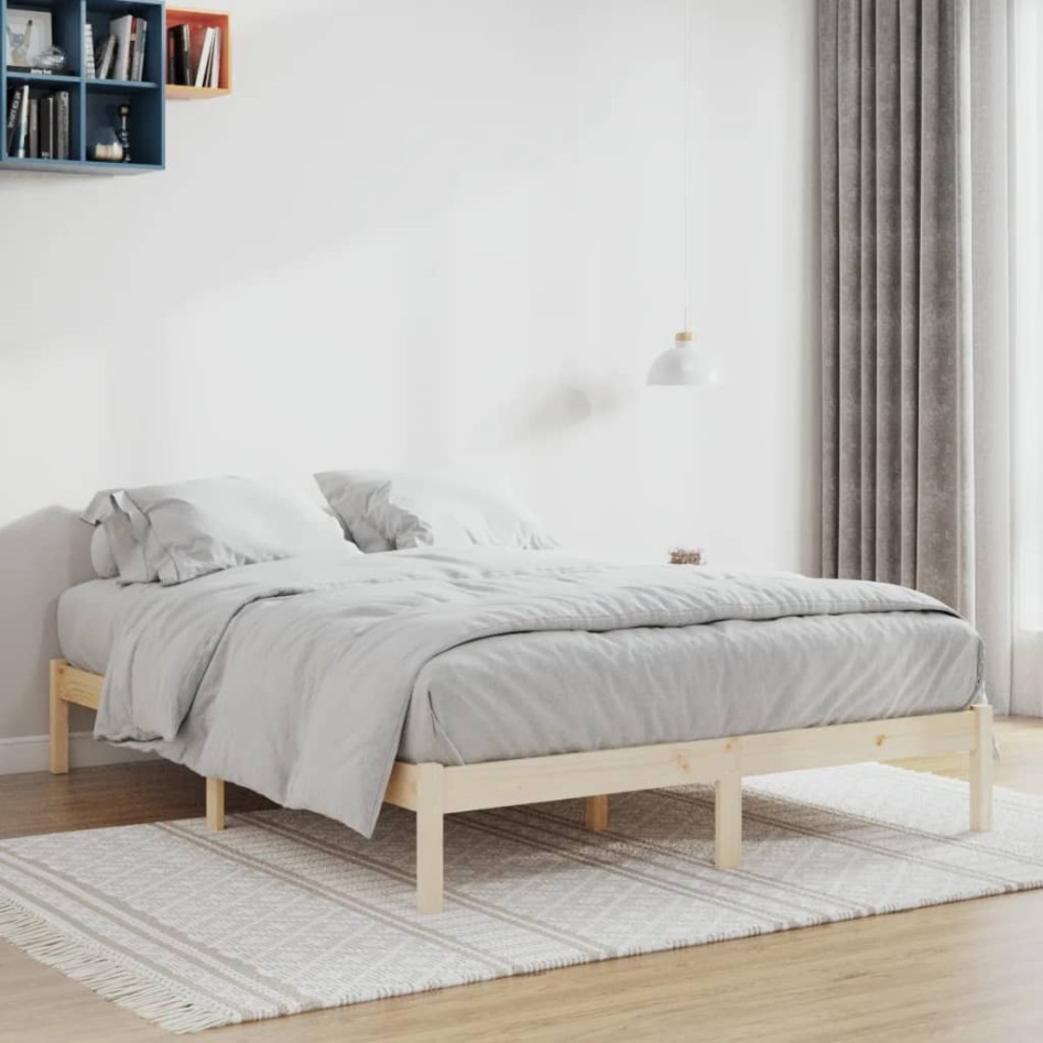 Estructura de cama sin colchón madera maciza de pino 152x203