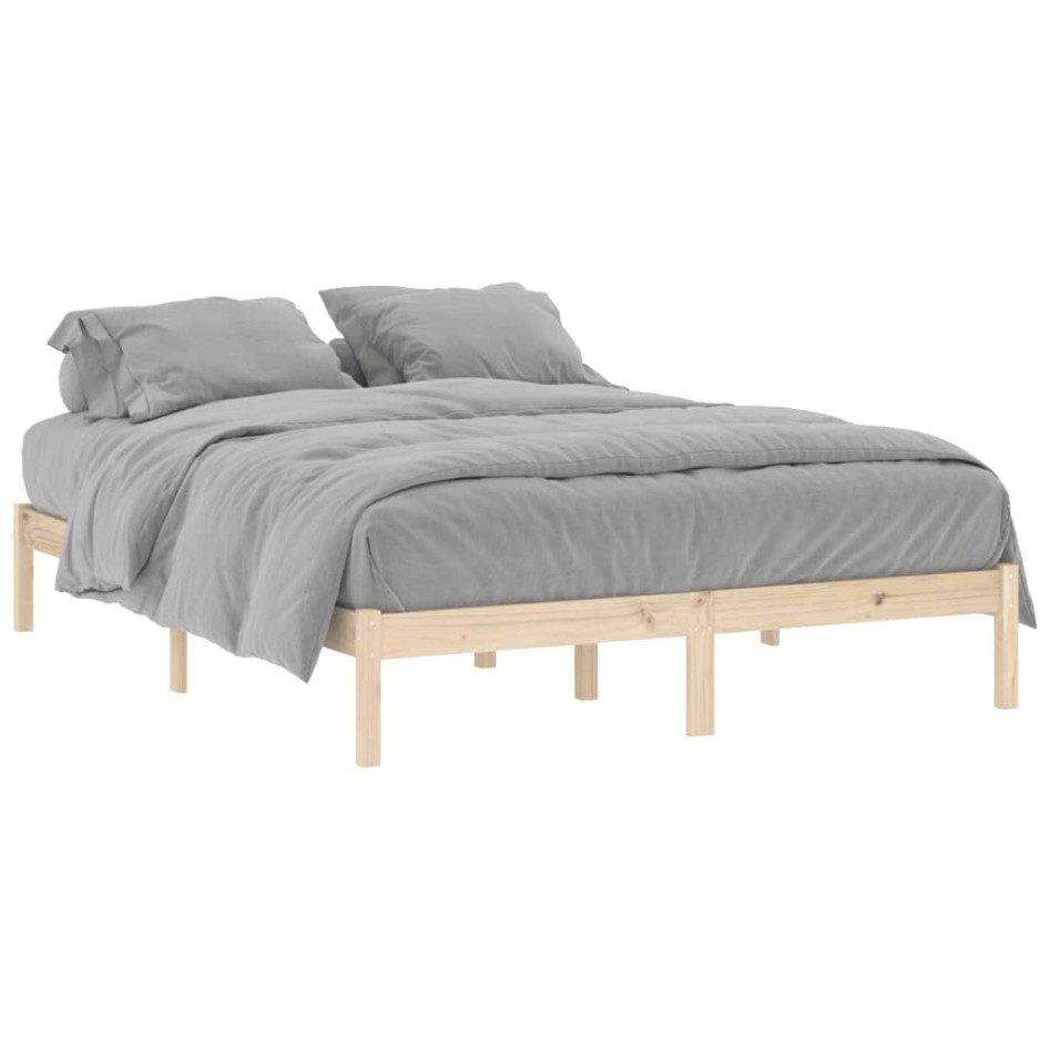 Estructura de cama sin colchón madera maciza de pino 152x203