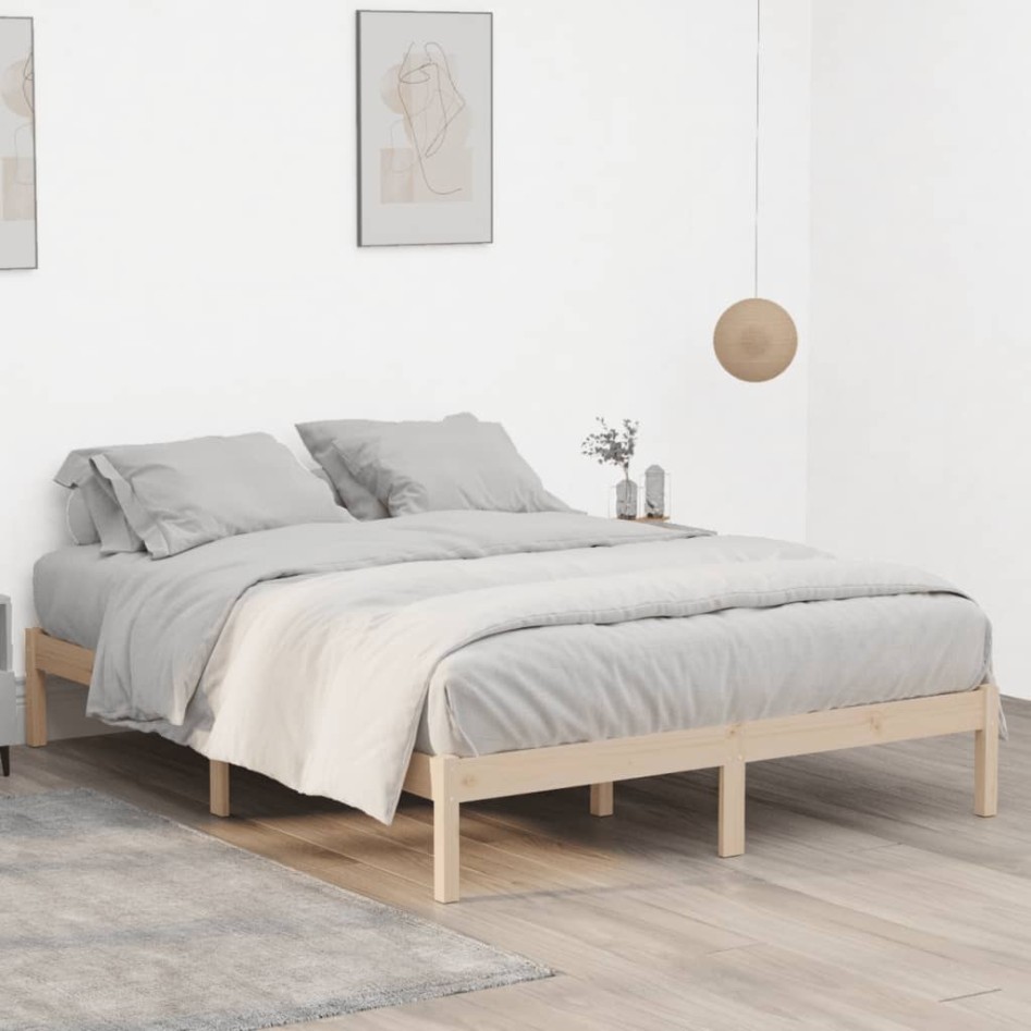 Estructura de cama sin colchón madera maciza de pino 152x203