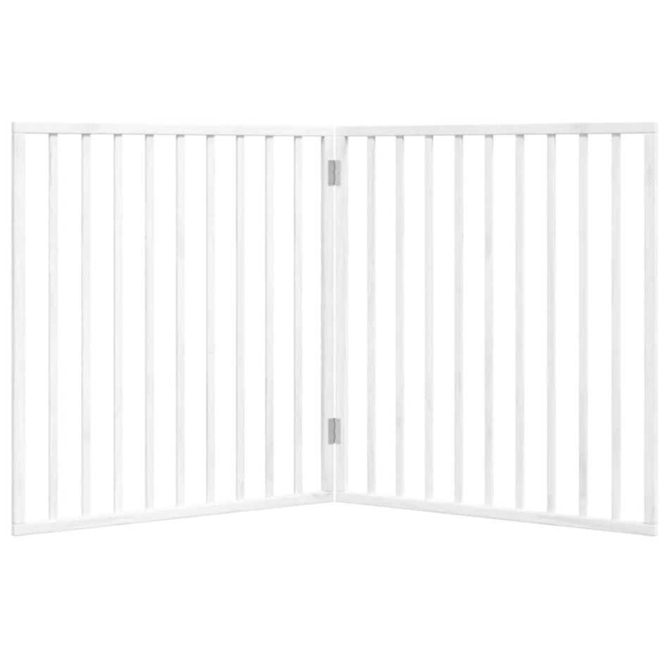 Puerta para perros plegable 2 paneles madera álamo blanca
