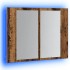 Armario con espejo LED madera ingeniería envejecida 60x12x45