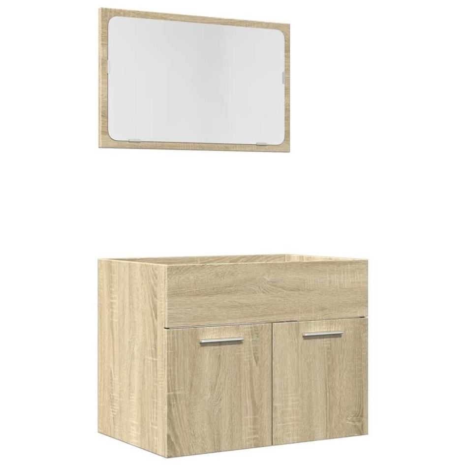 Set de muebles de baño 2 pzas madera contrachapada roble
