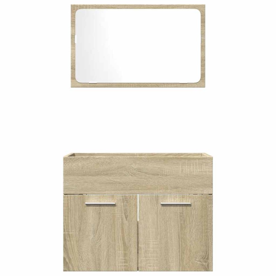 Set de muebles de baño 2 pzas madera contrachapada roble
