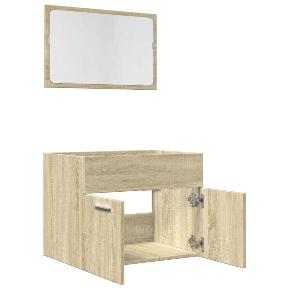 Set de muebles de baño 2 pzas madera contrachapada roble