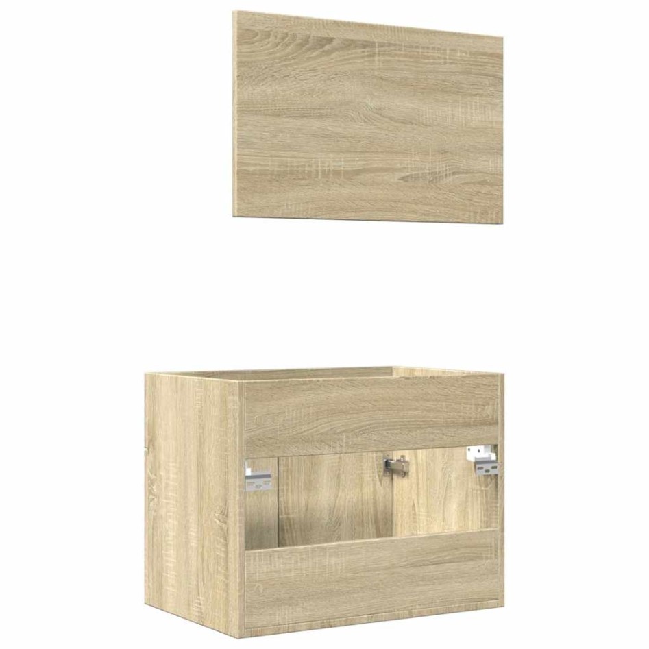 Set de muebles de baño 2 pzas madera contrachapada roble