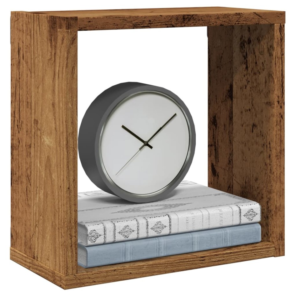Estantes cubo de pared 6 uds madera envejecida 30x15x30