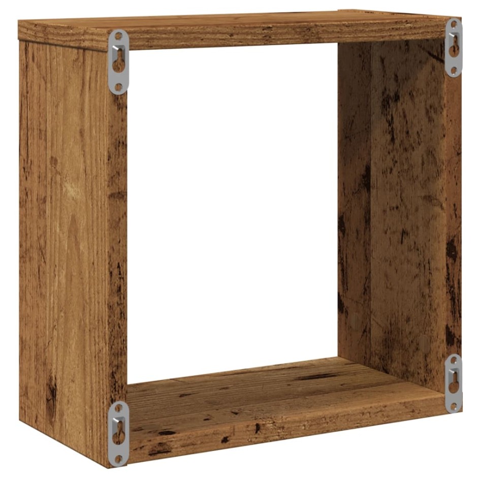 Estantes cubo de pared 6 uds madera envejecida 30x15x30