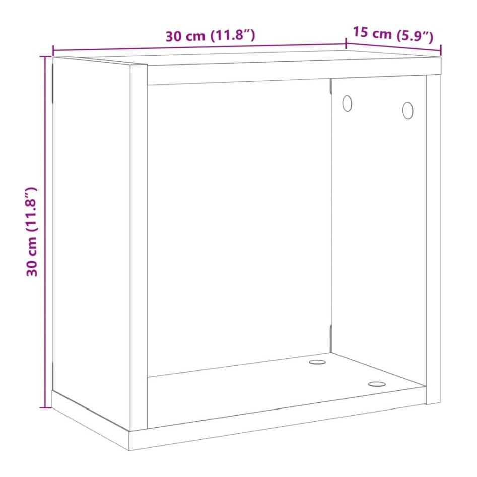 Estantes cubo de pared 6 uds madera envejecida 30x15x30