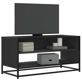 Mueble de TV madera de ingeniería y metal negro 91x40x46