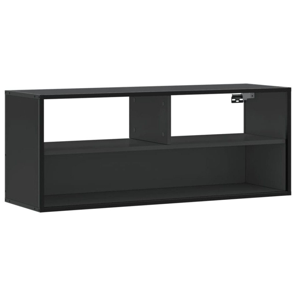 Mueble de TV madera de ingeniería y metal negro 100x31x39,5