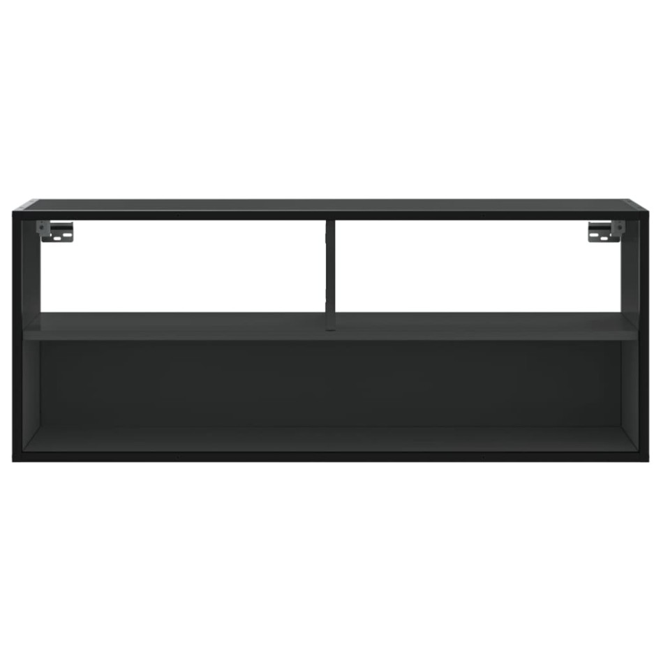 Mueble de TV madera de ingeniería y metal negro 100x31x39,5