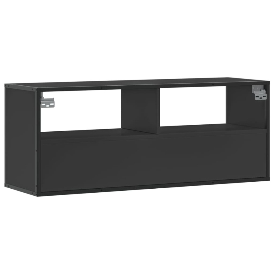 Mueble de TV madera de ingeniería y metal negro 100x31x39,5