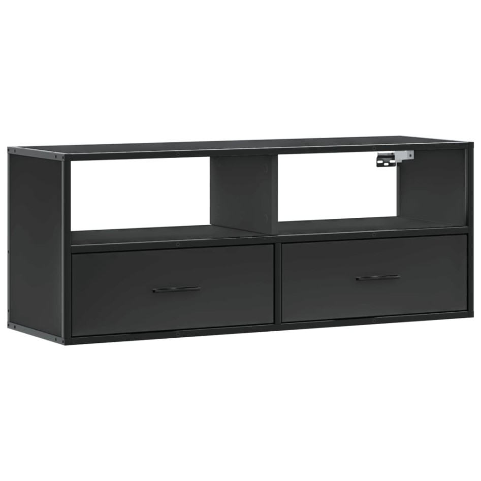 Mueble de TV madera de ingeniería y metal negro 100x31x39,5
