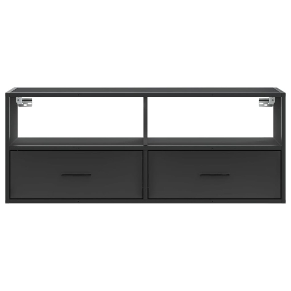 Mueble de TV madera de ingeniería y metal negro 100x31x39,5