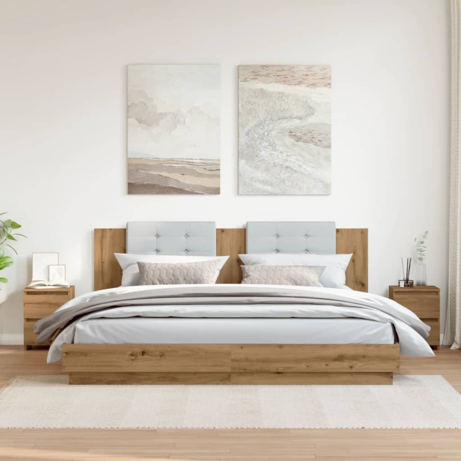 Mesitas noche 2 uds madera ingeniería roble artisan 30x30x40