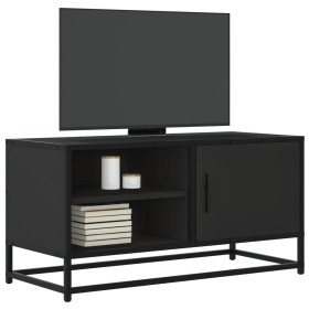 Mueble de TV madera de ingeniería y metal negro 80x34,5x40