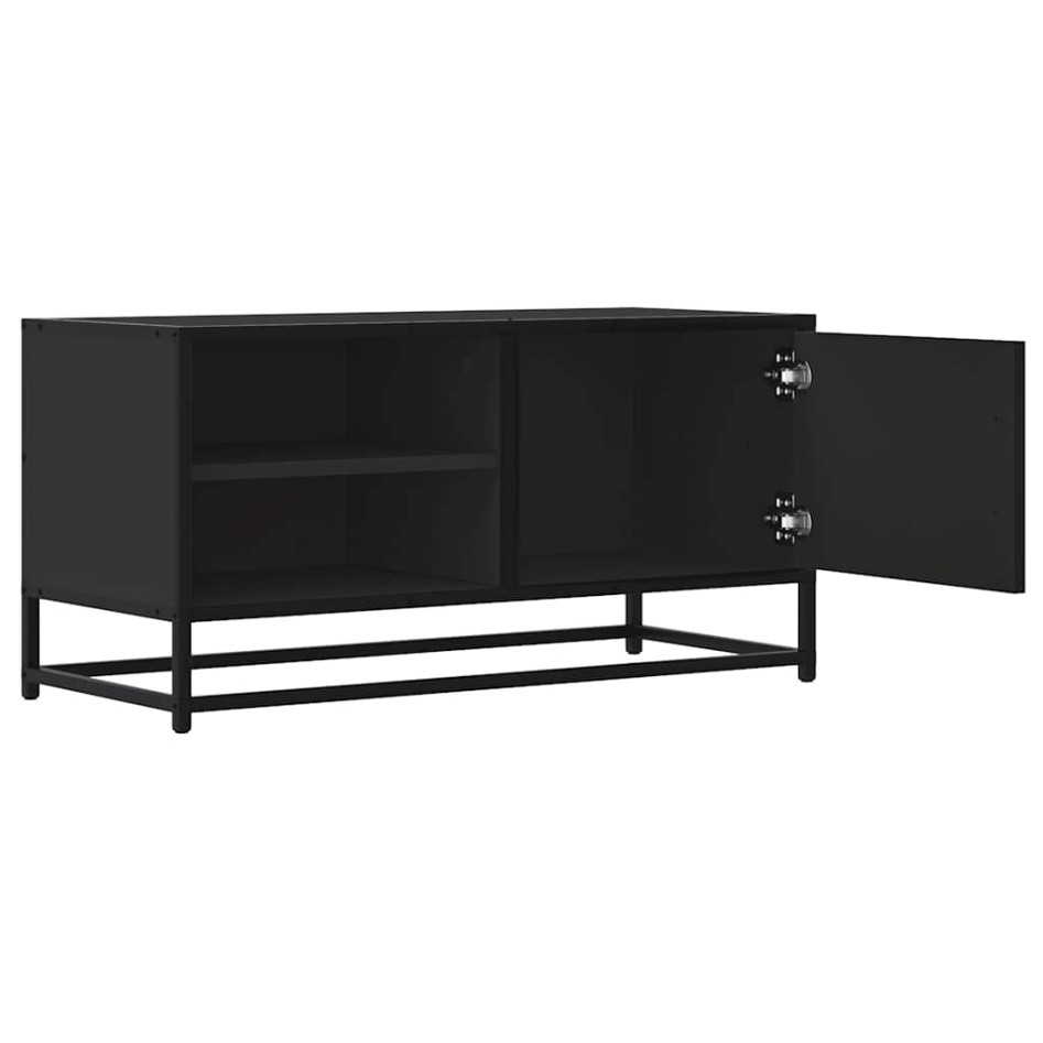 Mueble de TV madera de ingeniería y metal negro 80x34,5x40