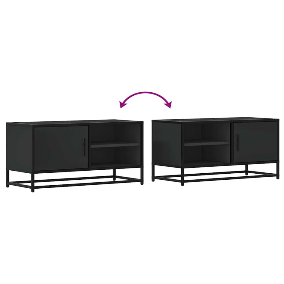 Mueble de TV madera de ingeniería y metal negro 80x34,5x40