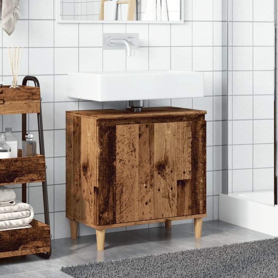 Mueble de lavabo madera de ingeniería envejecida 58x33x60