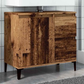 Armario de lavabo baño madera ingeniería envejecida 65x33x60