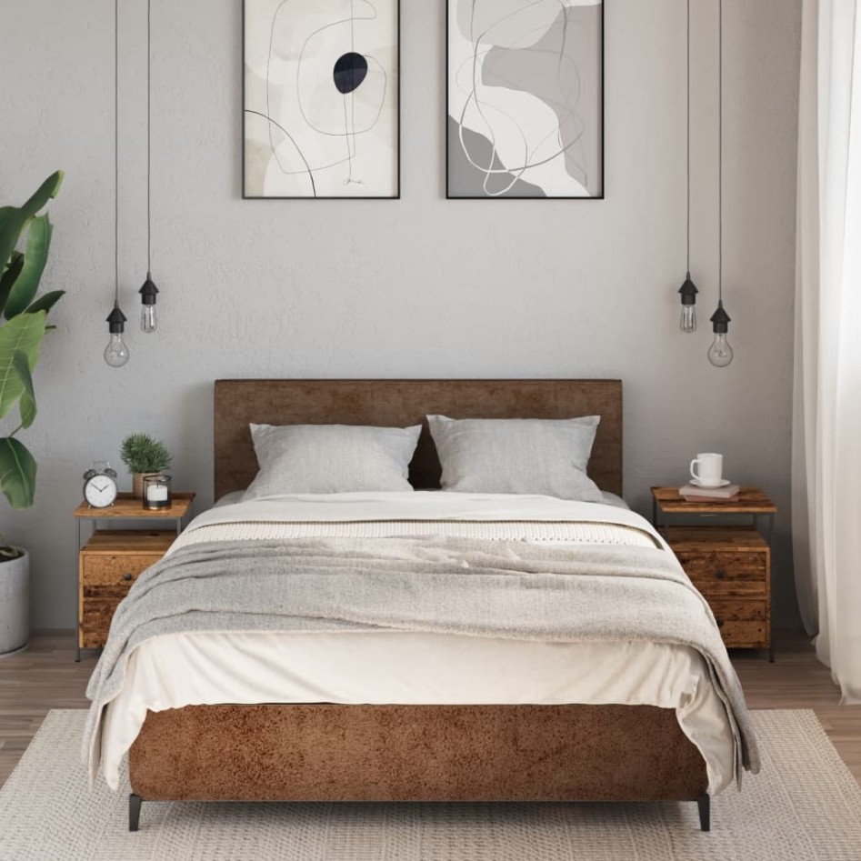 Mesitas de noche 2 uds madera envejecida 34x35,5x50