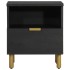 Mesita de noche madera maciza de ingeniería negra 40x33x46