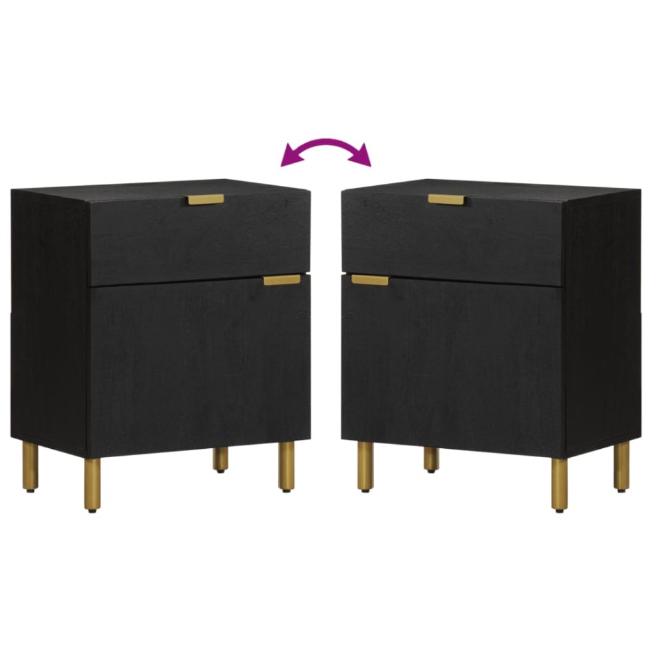 Mesita de noche madera de ingeniería negra 50x33x60