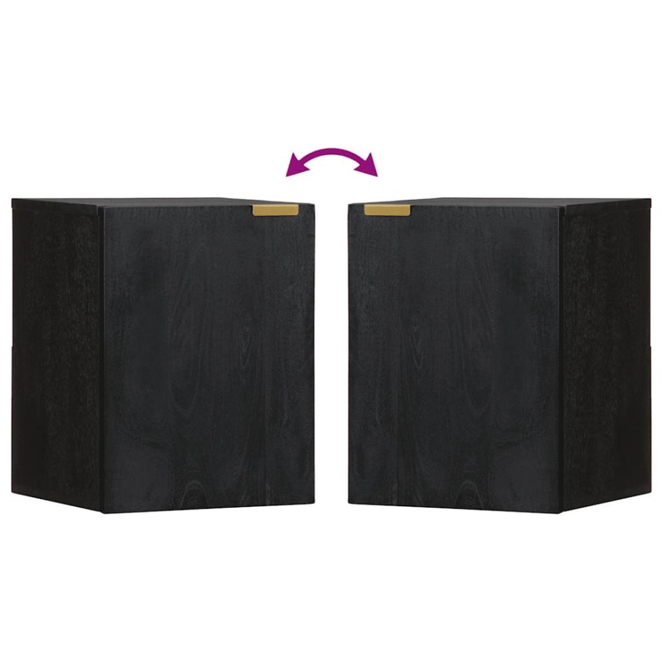 Mueble de baño colgante madera de ingeniería negro 38x33x48