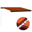 Toldo manual retráctil con LED naranja y marrón 450x300 cm