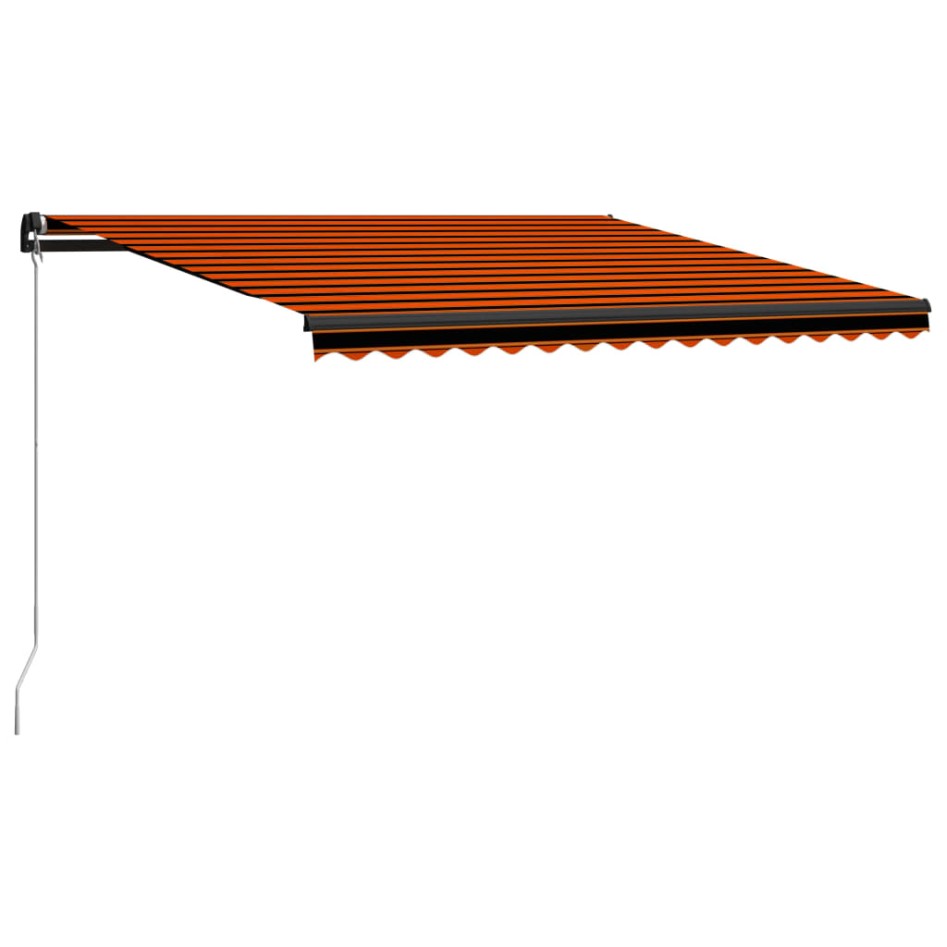 Toldo manual retráctil con LED naranja y marrón 450x300