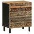 Mesita de noche madera maciza de mango rugosa negro 50x33x60