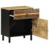 Mesita de noche madera maciza de mango rugosa negro 50x33x60