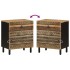 Mesita de noche madera maciza de mango rugosa negro 50x33x60
