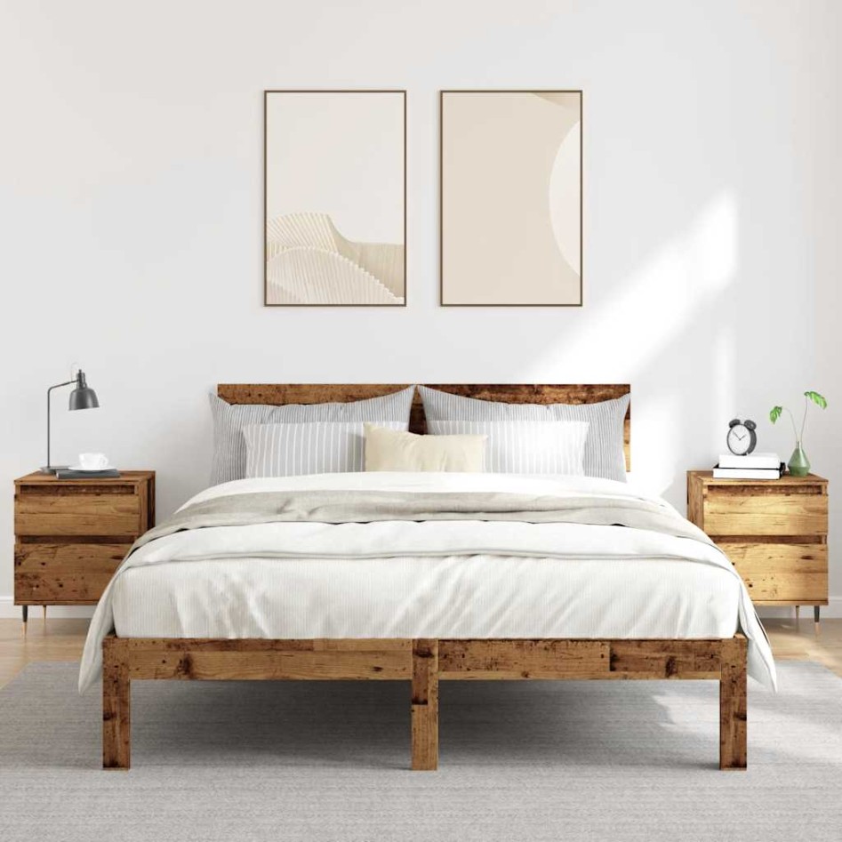 Mesitas de noche 2 uds madera ingeniería envejecida 40x35x50