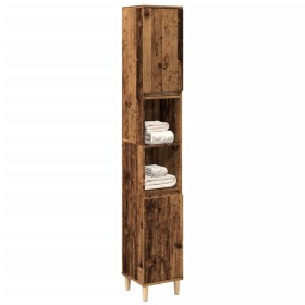 Armario de baño madera de ingeniería envejecida 30x30x190
