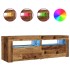 Mueble TV luces LED madera ingeniería envejecida 120x35x40