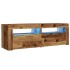 Mueble TV luces LED madera ingeniería envejecida 120x35x40