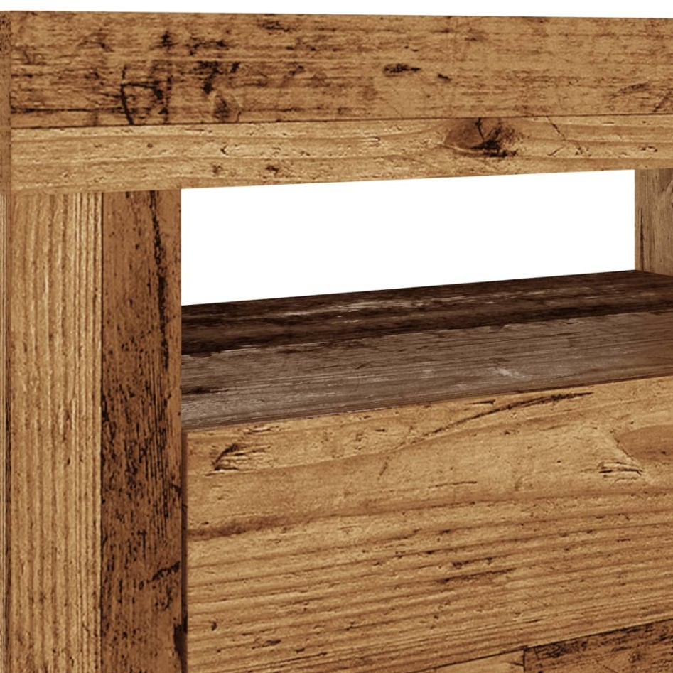 Mueble TV luces LED madera ingeniería envejecida 120x35x40
