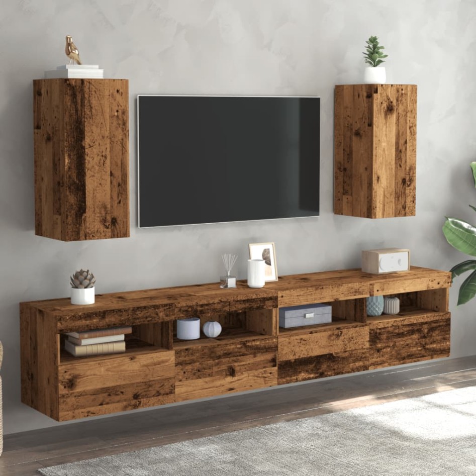 Muebles de TV 2 uds madera ingeniería envejecida 30,5x30x60