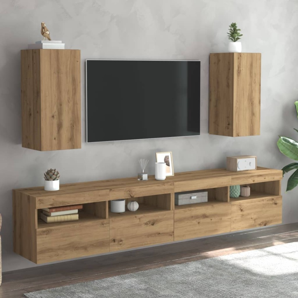 Muebles para TV 2 uds madera roble artisan 30,5x30x60