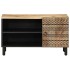 Mueble de TV madera maciza de mango rugosa negro 80x33,5x46
