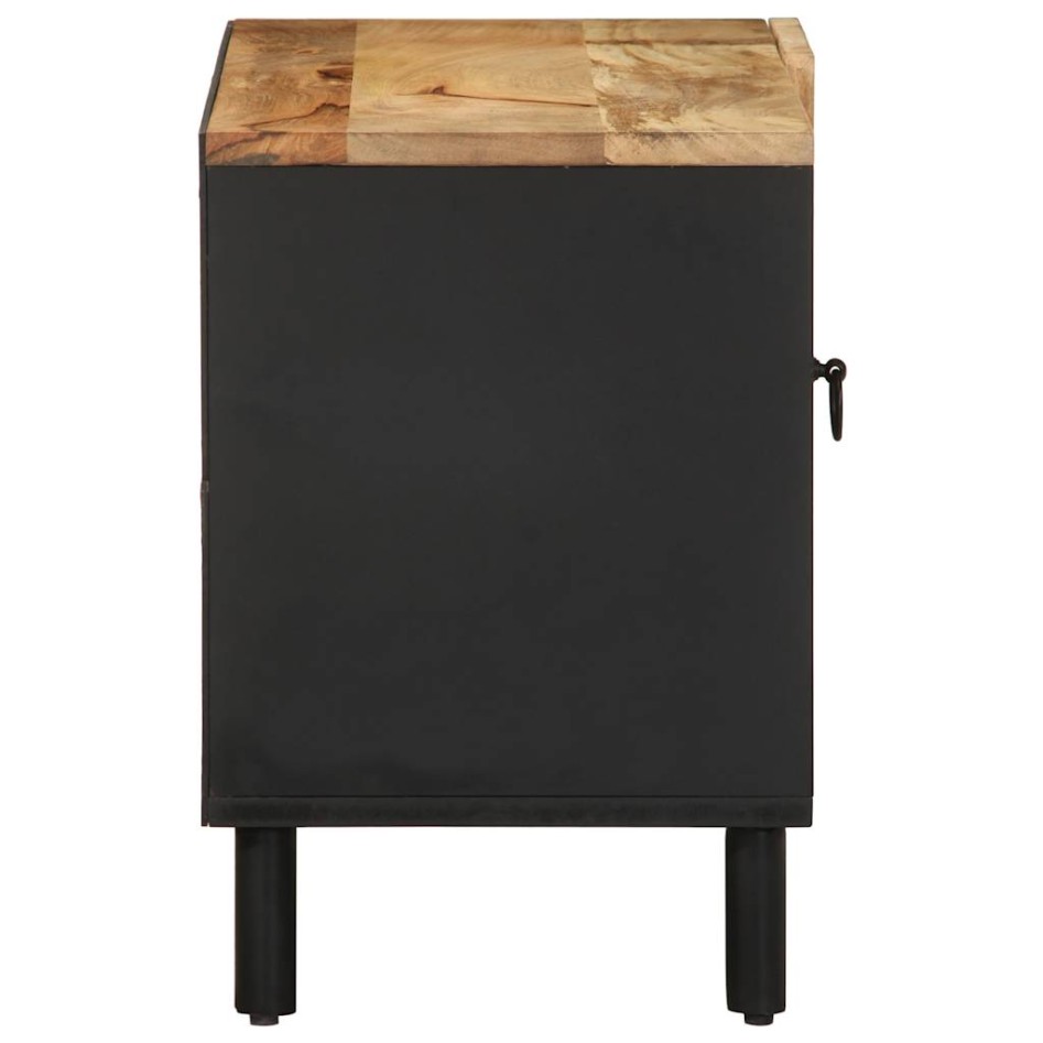 Mueble de TV madera maciza de mango rugosa negro 80x33,5x46