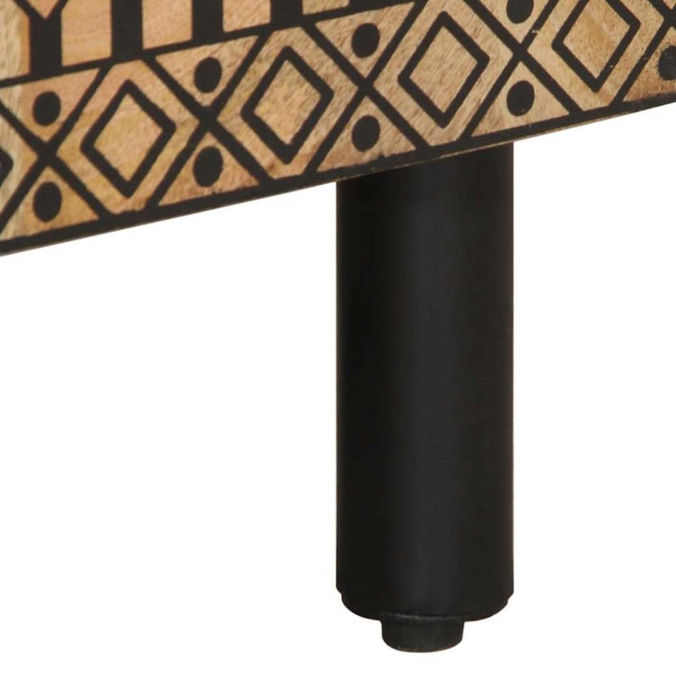 Mueble de TV madera maciza de mango rugosa negro 80x33,5x46