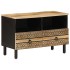 Mueble de TV madera maciza de mango rugosa negro 70x33,5x46