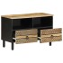 Mueble de TV madera maciza de mango rugosa negro 70x33,5x46