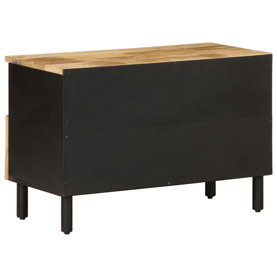 Mueble de TV madera maciza de mango rugosa negro 70x33,5x46