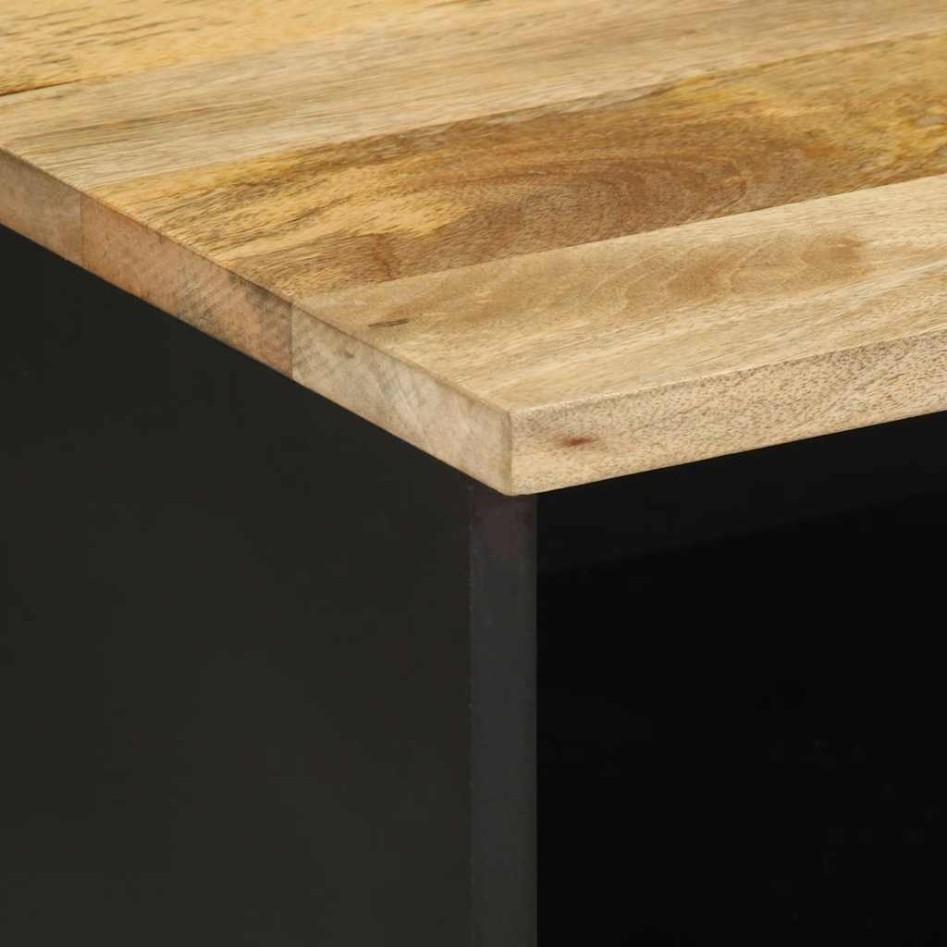 Mueble de TV madera maciza de mango rugosa negro 70x33,5x46