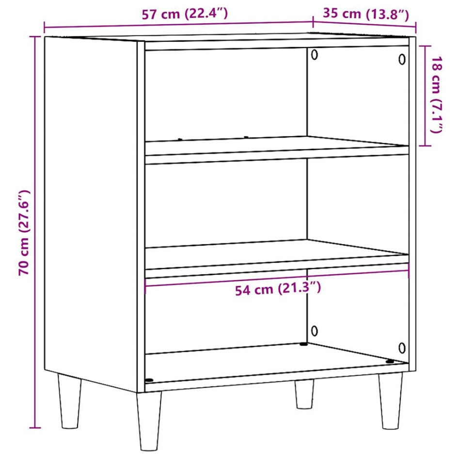 Aparador de madera de ingeniería roble artisan 57x35x75