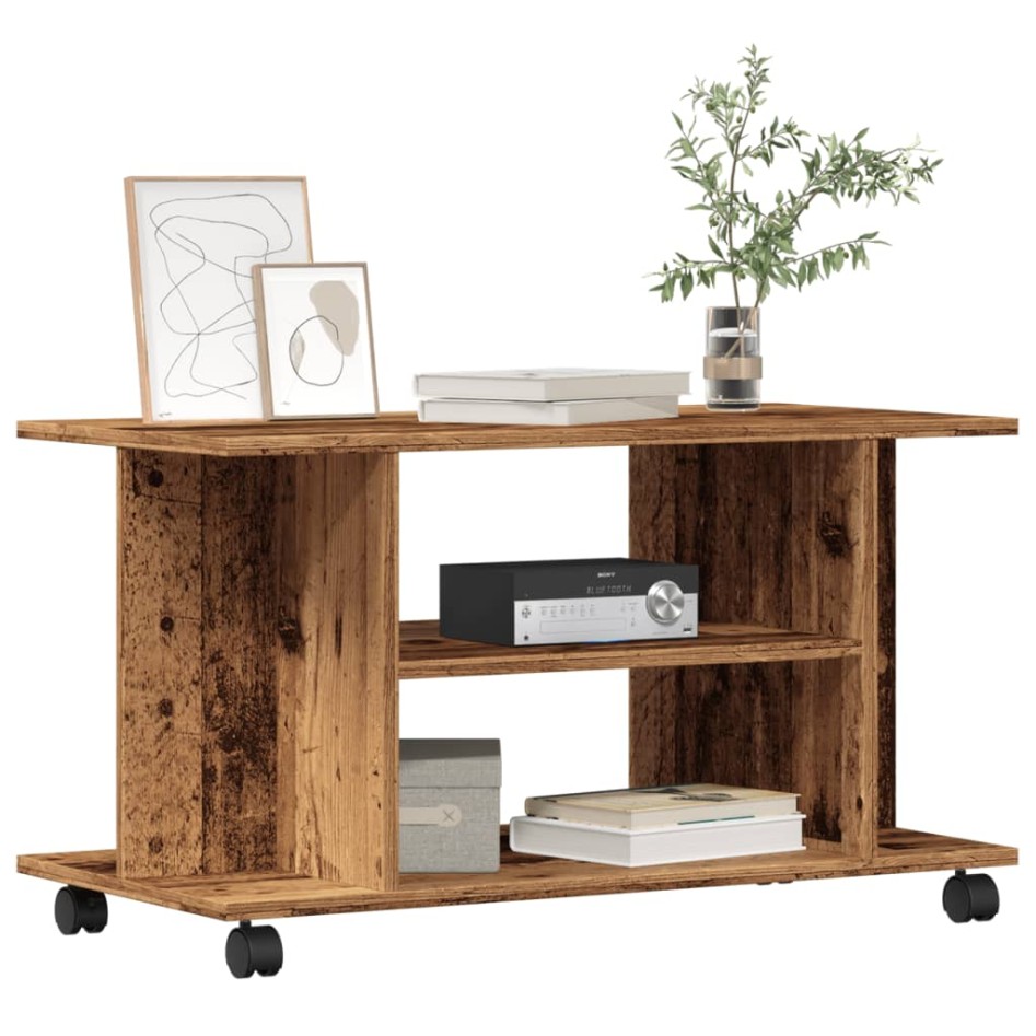 Mueble de TV con ruedas madera ingeniería envejecida